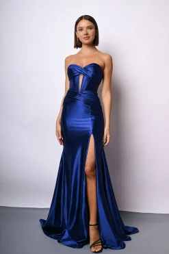 Abito da sera in raso a bustier