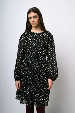 Abito in chiffon a stampa pois