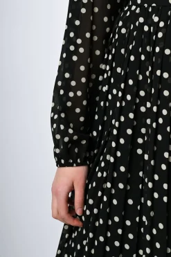Abito in chiffon a stampa pois