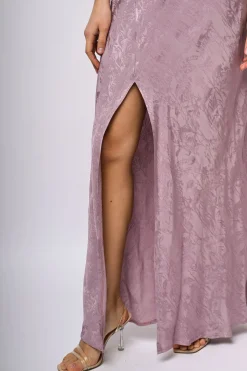Abito lungo in jacquard floreale