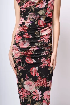 Abito midi in tulle a stampa floreale