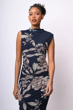 Abito midi in tulle a stampa floreale