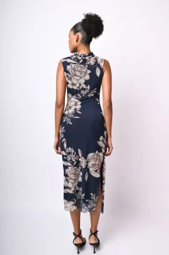 Abito midi in tulle a stampa floreale