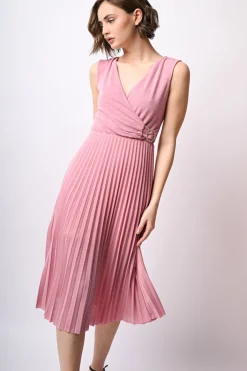 Abito midi plissé in lurex