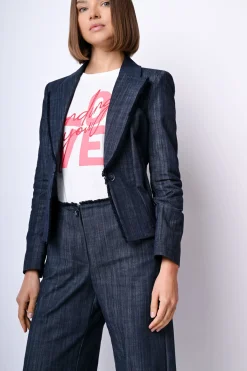Blazer con revers sfrangiati