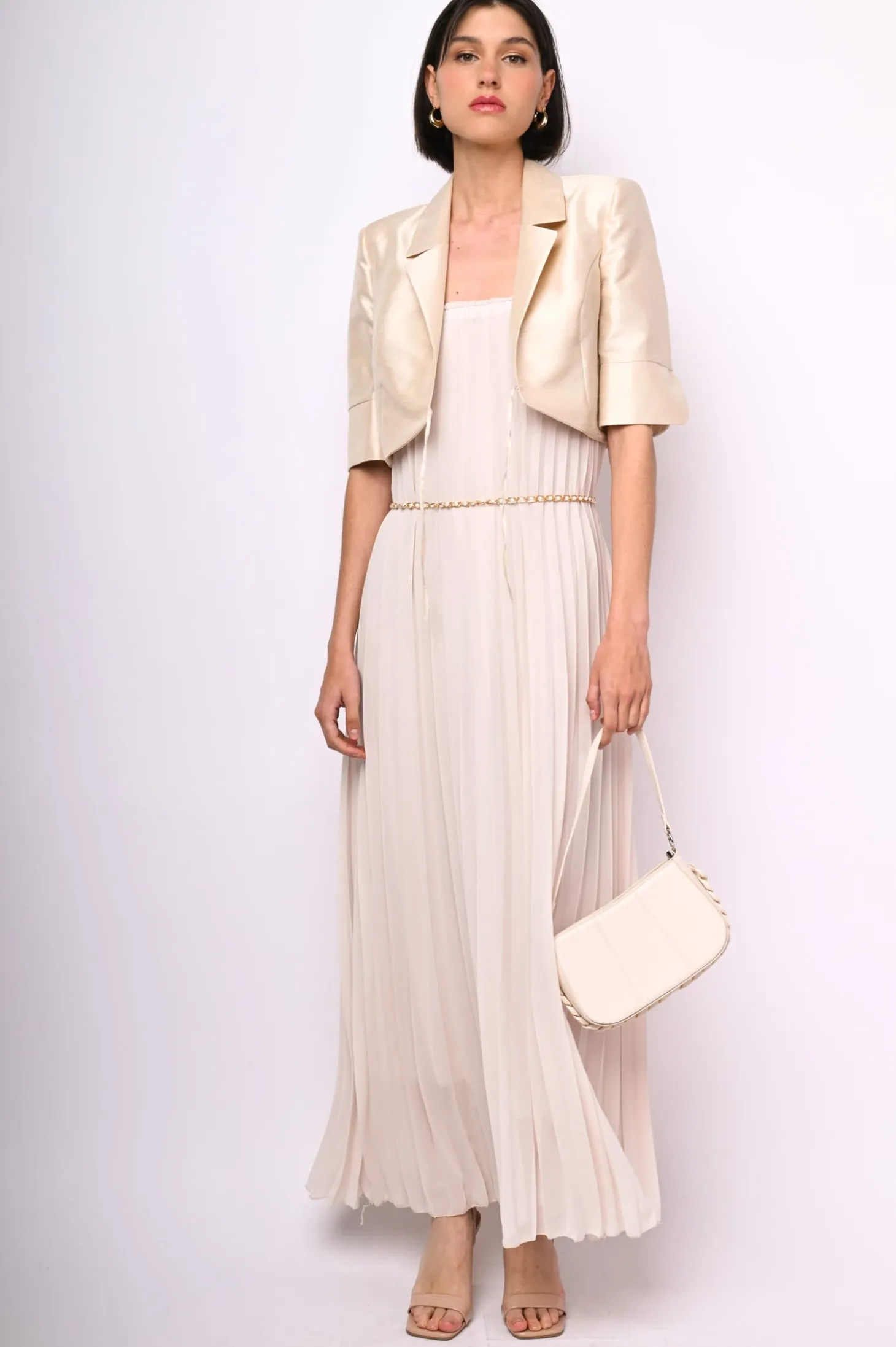 Blazer crop in shantung