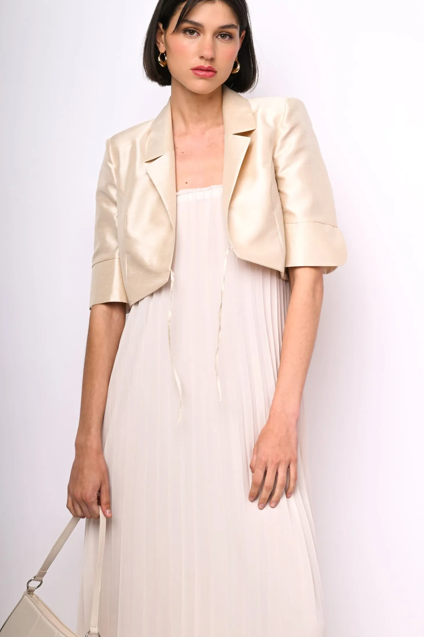 Blazer crop in shantung