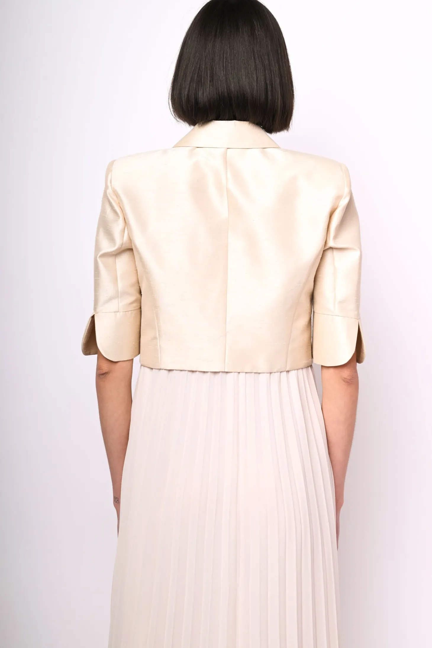 Blazer crop in shantung