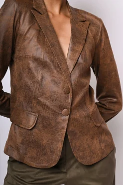 Blazer in similpelle effetto vintage