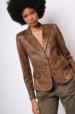 Blazer in similpelle effetto vintage