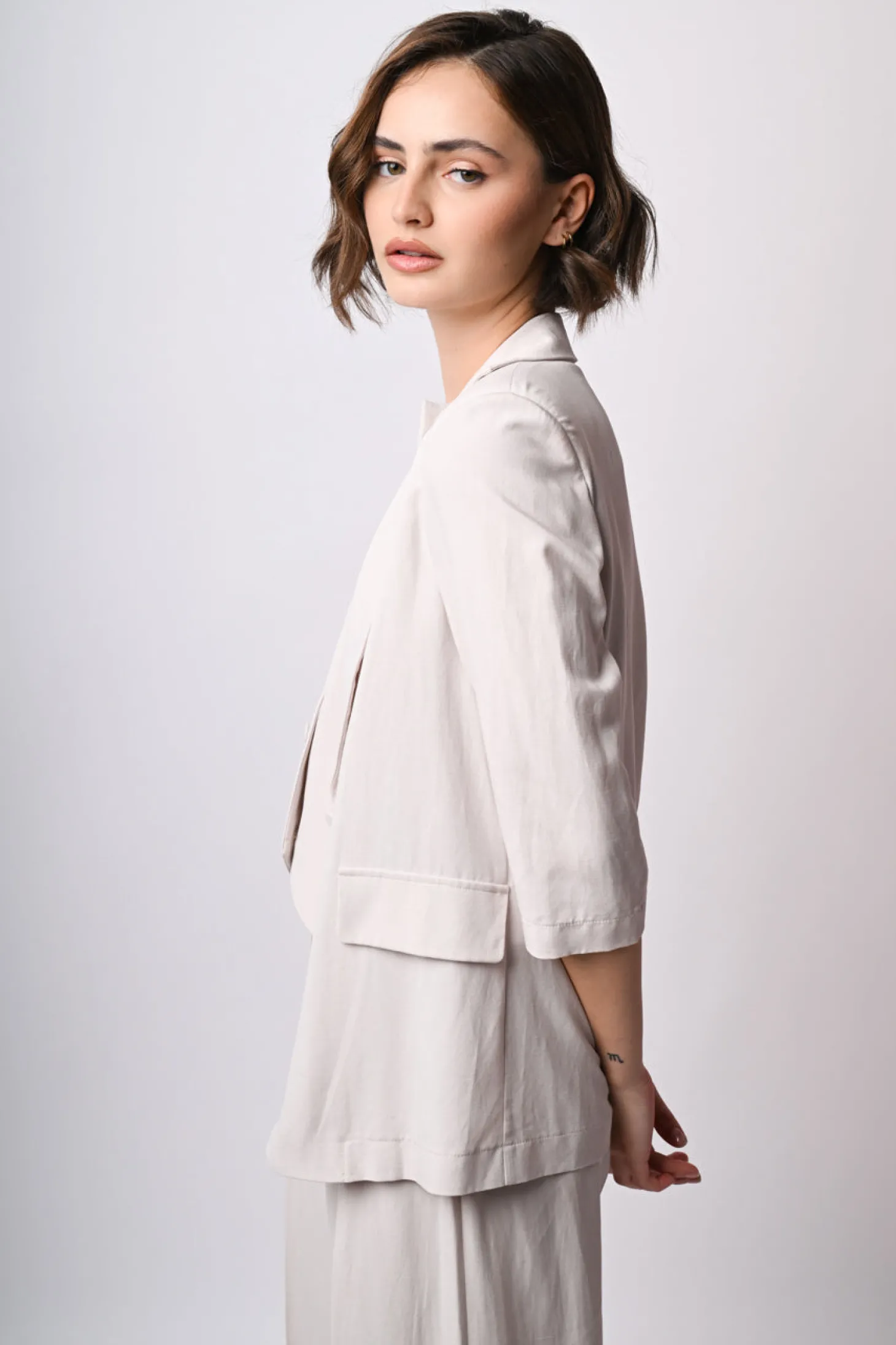Blazer in viscosa e lino