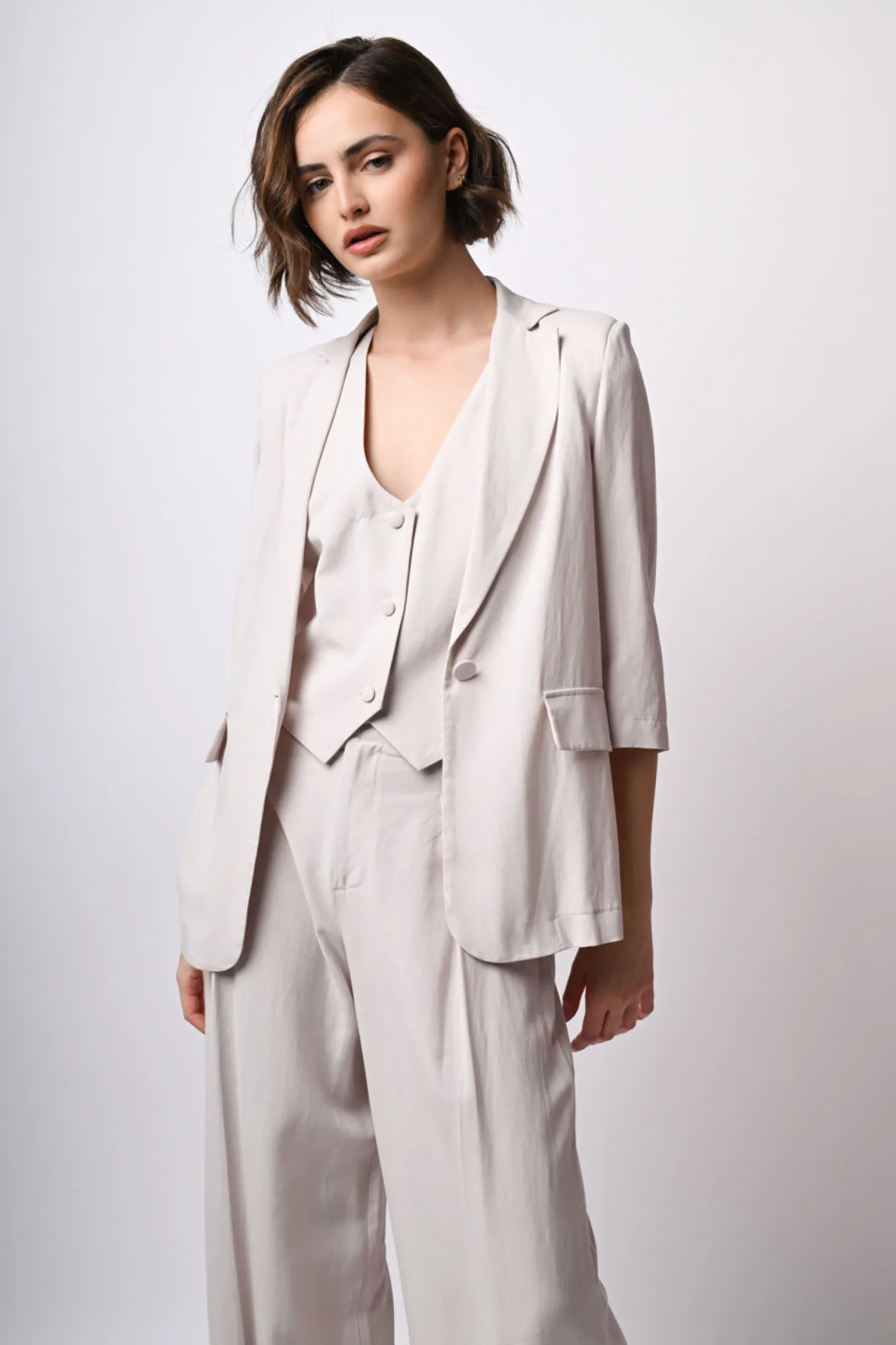 Blazer in viscosa e lino