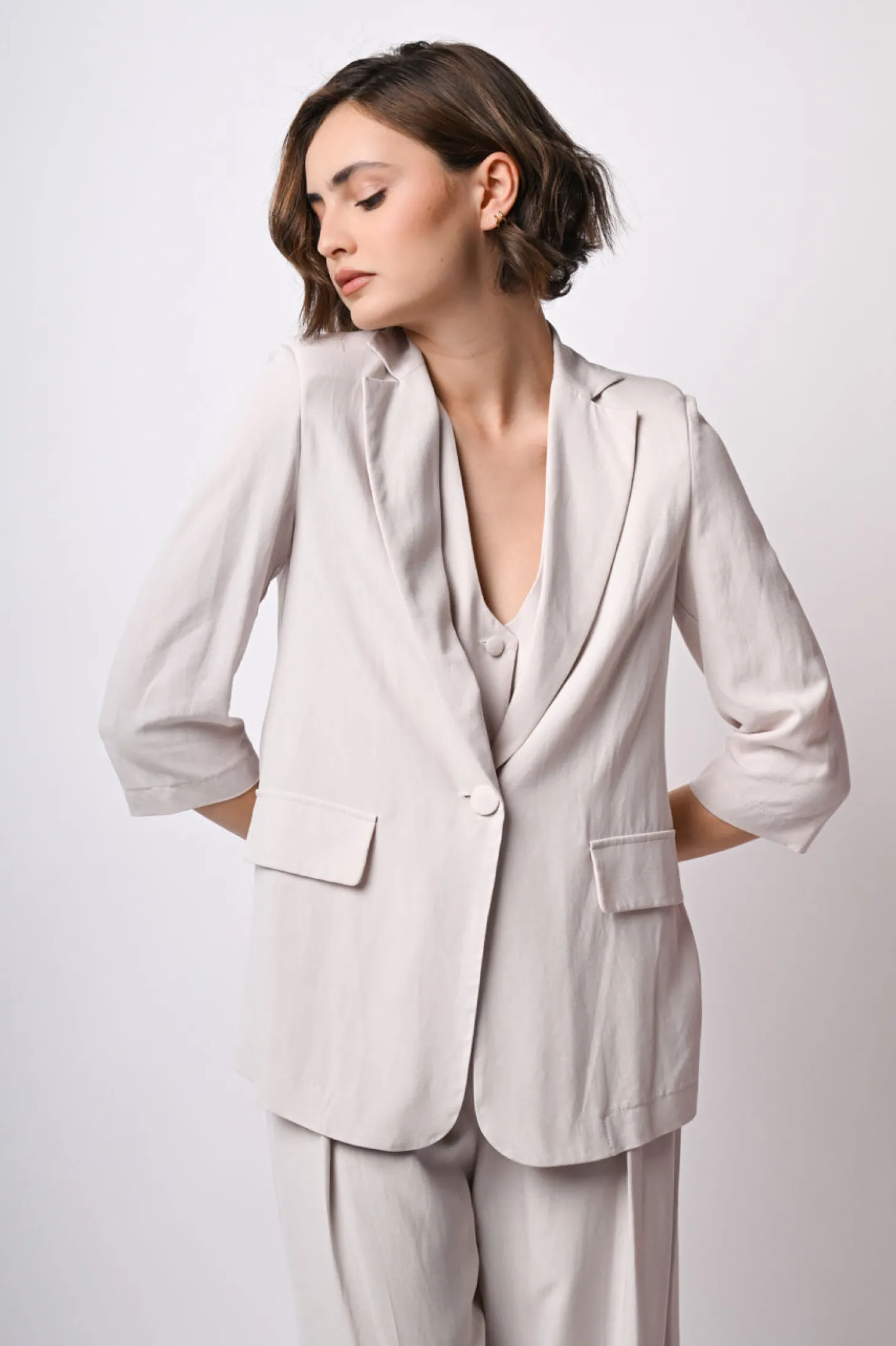 Blazer in viscosa e lino