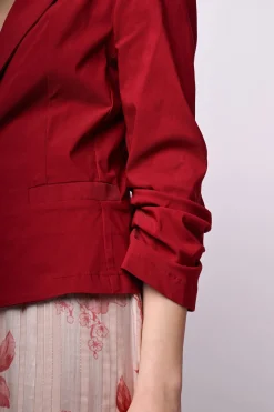 Blazer misto viscosa con maniche arricciate