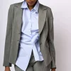 Blazer monopetto a stampa gessata