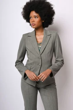 Blazer monopetto a stampa gessata