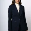 Blazer monopetto con dettagli in raso
