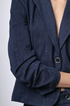 Blazer monopetto con maniche arricciate