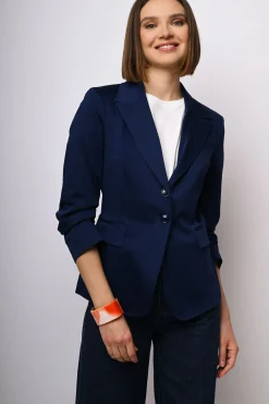 Blazer monopetto con maniche arricciate