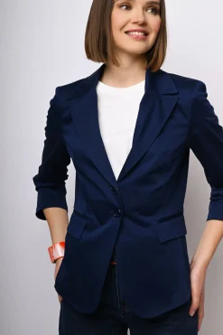 Blazer monopetto con maniche arricciate