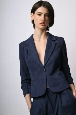 Blazer monopetto con maniche arricciate