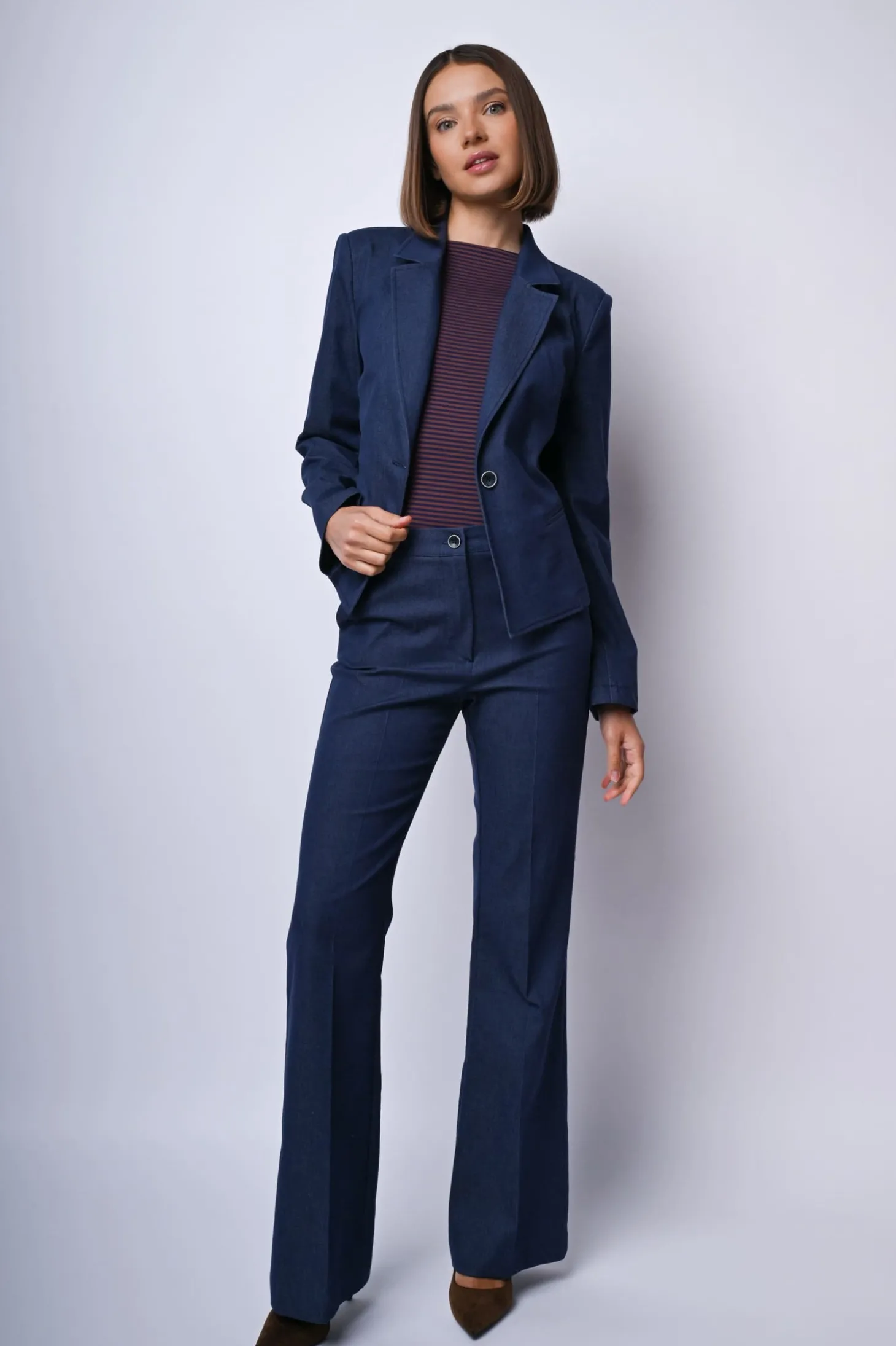 Blazer monopetto misto cotone