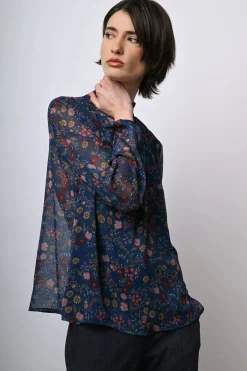 Blusa a stampa floreale boho-style