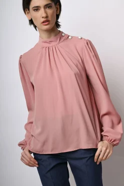 Blusa con bottoni sulla spalla