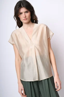 Blusa in mussola con scollo a V