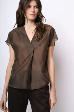 Blusa in mussola con scollo a V