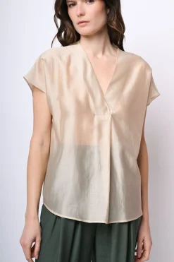 Blusa in mussola con scollo a V