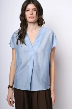 Blusa in mussola con scollo a V