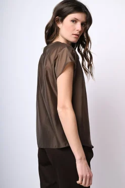 Blusa in mussola con scollo a V