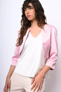 Bolero in raso con profili in lurex