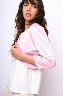 Bolero in raso con profili in lurex