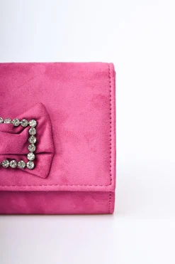 Borsa in faux suede con fibbia in strass