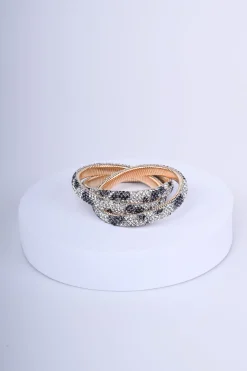 Bracciale intrecciati con strass animalier
