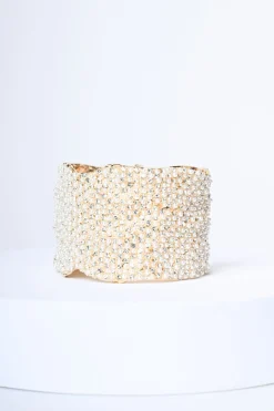 Bracciale rigido con perline e strass
