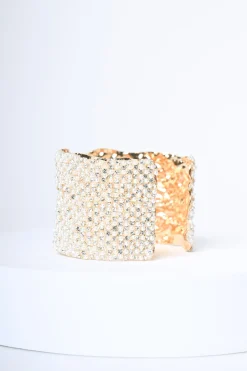 Bracciale rigido con perline e strass
