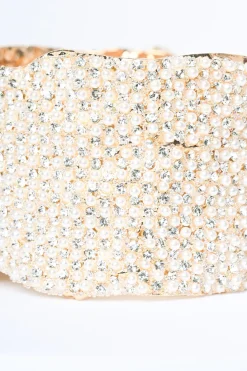 Bracciale rigido con perline e strass
