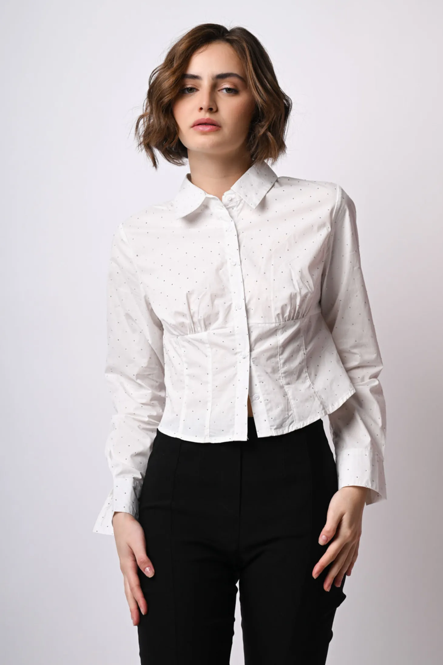 Camicia a bustier con mini borchie