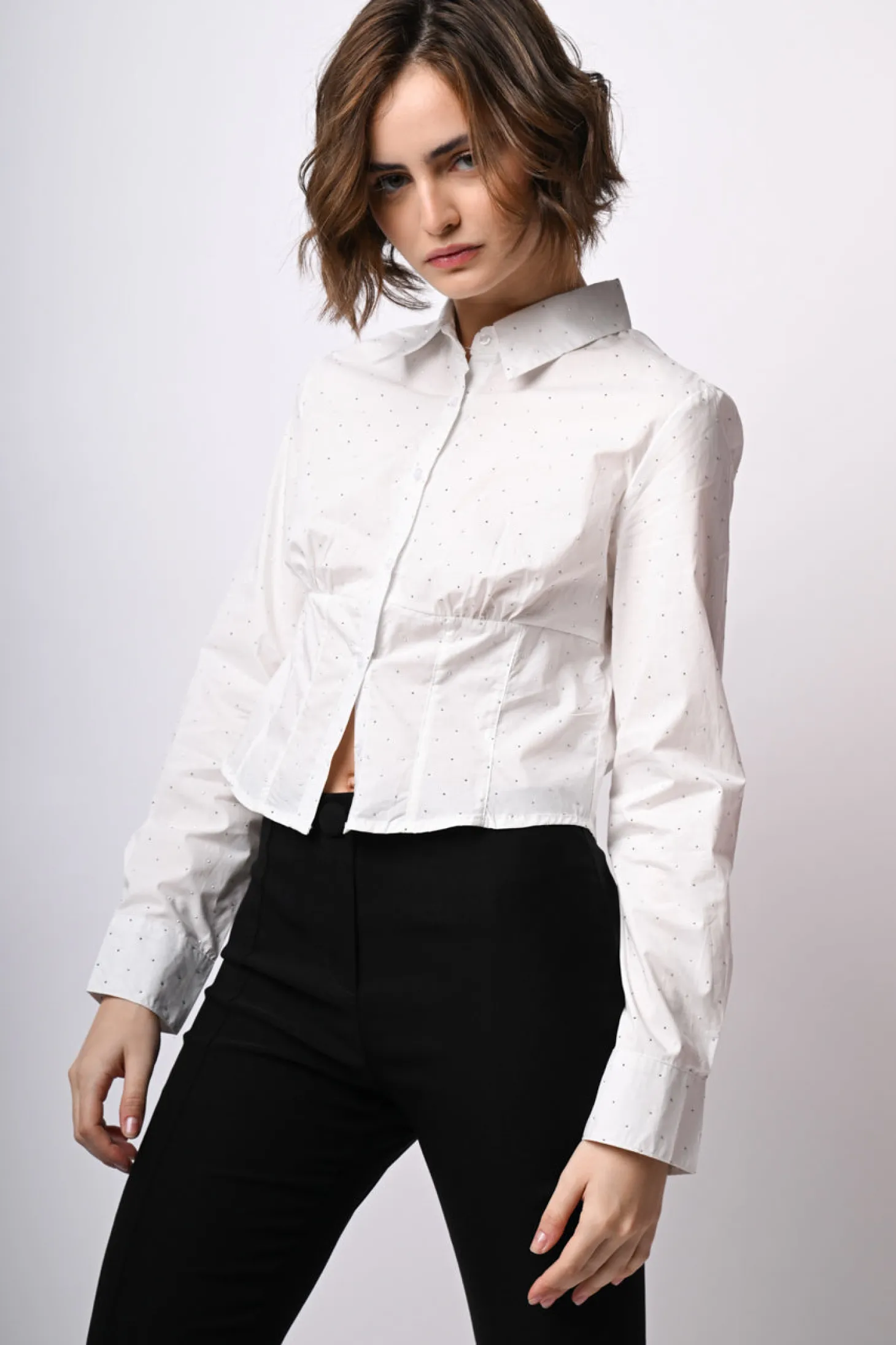 Camicia a bustier con mini borchie