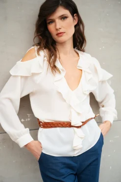 Camicia con cut-outs e volants
