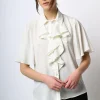 Camicia con mini borchie e rouches