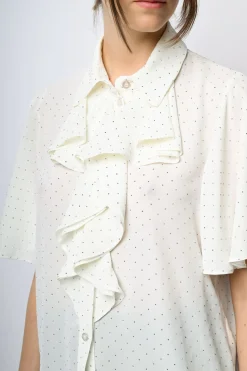 Camicia con mini borchie e rouches