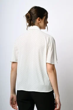 Camicia con mini borchie e rouches