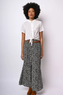 Camicia con nodo in pizzo Sangallo
