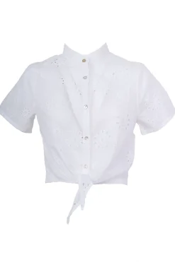 Camicia con nodo in pizzo Sangallo