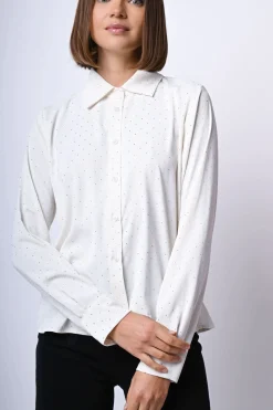 Camicia con strass all-over