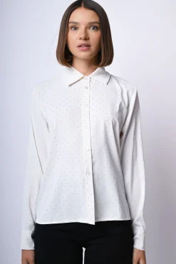 Camicia con strass all-over